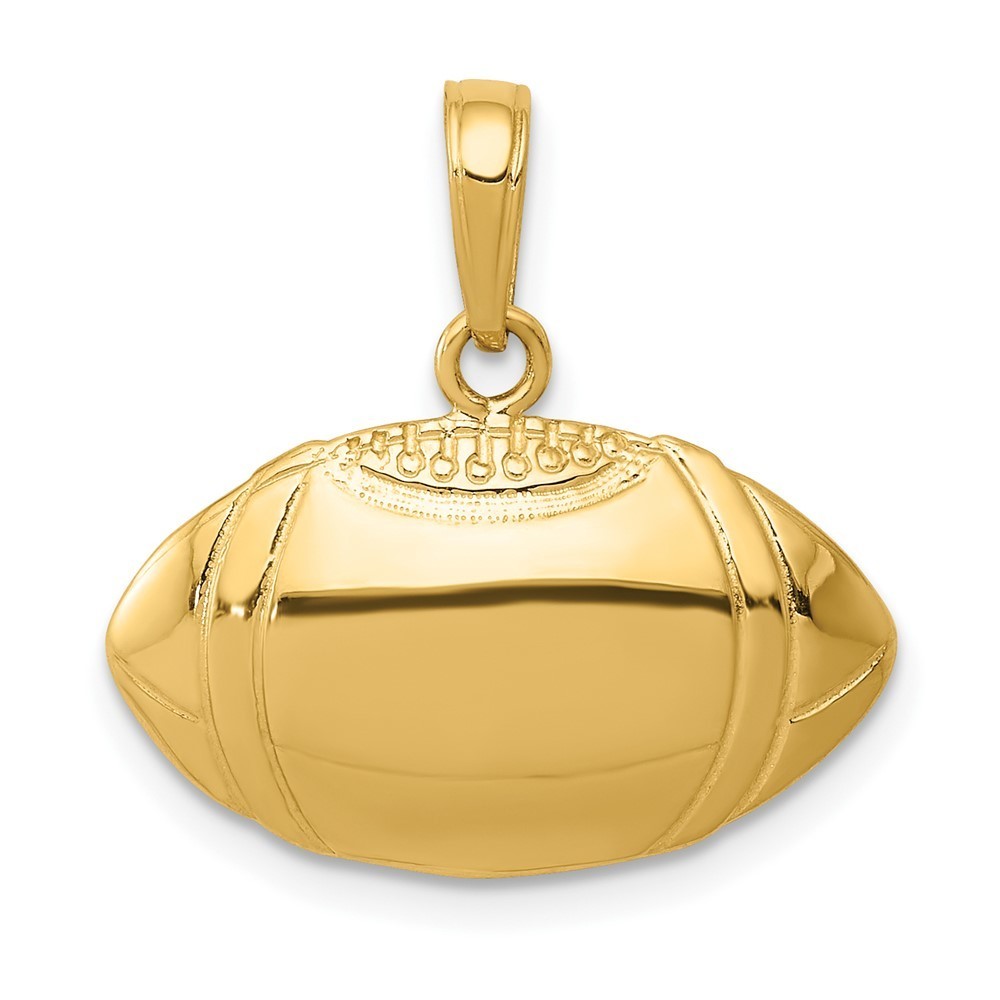 10k Yellow Gold Sports Theme Unisex Football Profile Necklace Charm Pendant